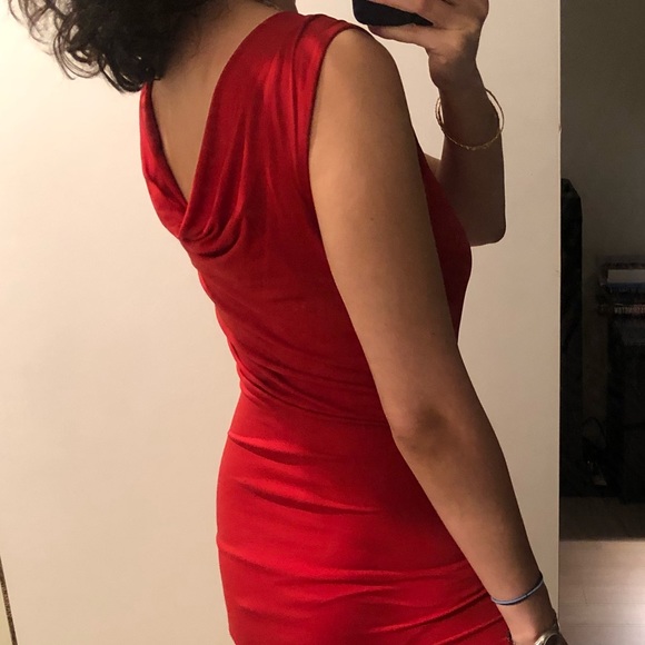 Michael Michael Kors Red Ruched Midi Dress - Picture 7 of 8